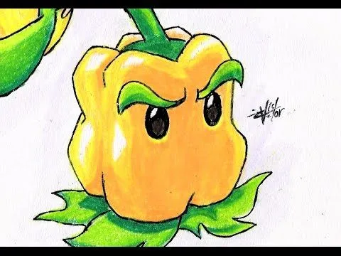 Cómo dibujar a Lanza chiles ? paso a paso (Plantas vs zombies 2 ...