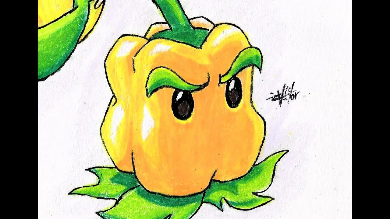 Cómo dibujar a Lanza chiles ? paso a paso (Plantas vs zombies 2 ... Cómo dibujar a Lanza chiles ? paso a paso (Plantas vs zombies 2 ...