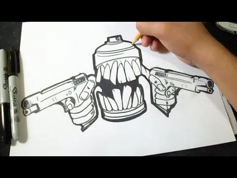 Cómo dibujar Lata de spray con Pistolas Graffiti - YouTube Cómo dibujar Lata de spray con Pistolas Graffiti - YouTube