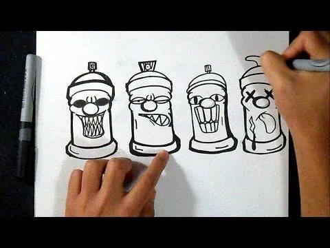Cómo dibujar Latas de spray (Diseños Fáciles) Graffiti - YouTube