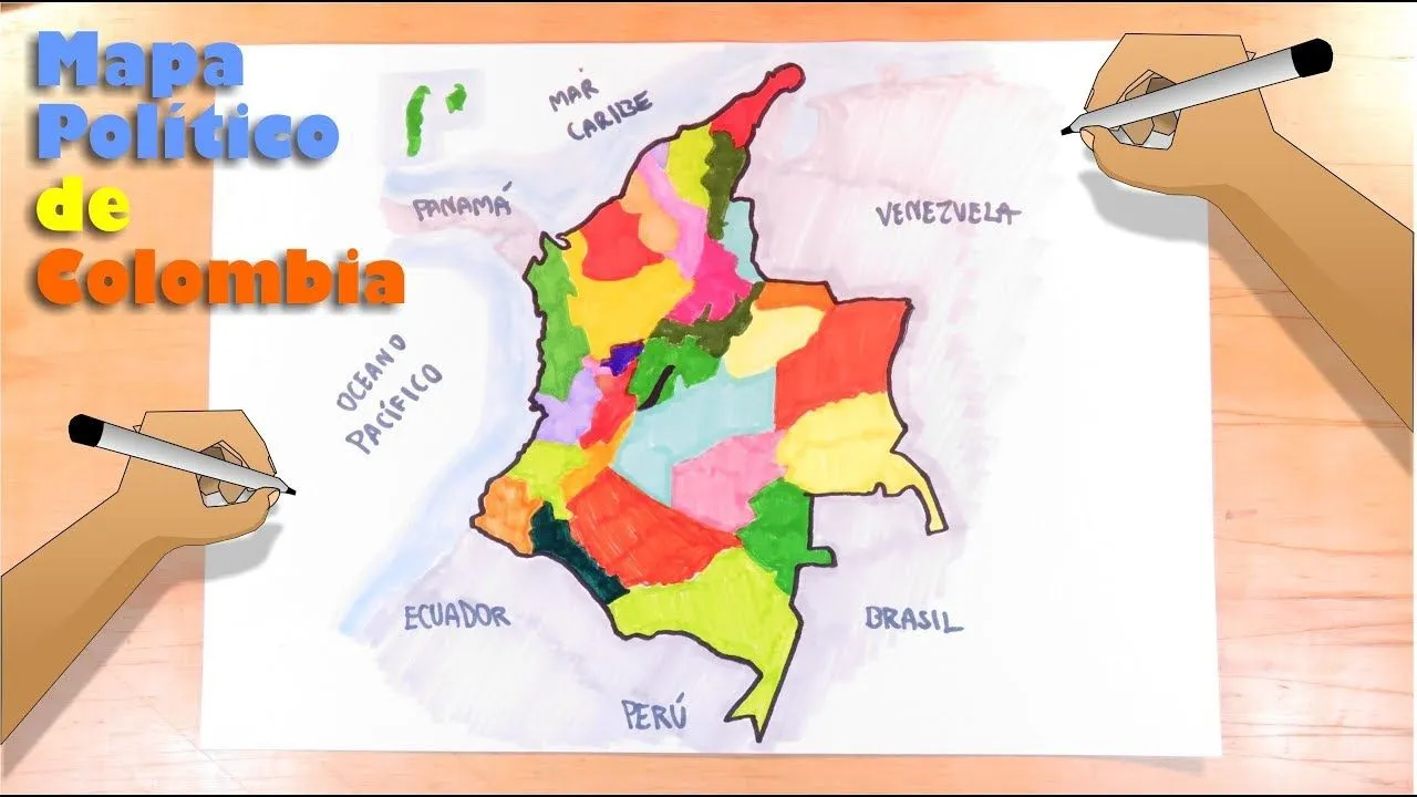 Cómo dibujar el mapa de Colombia con División Política - YouTube Cómo dibujar el mapa de Colombia con División Política - YouTube