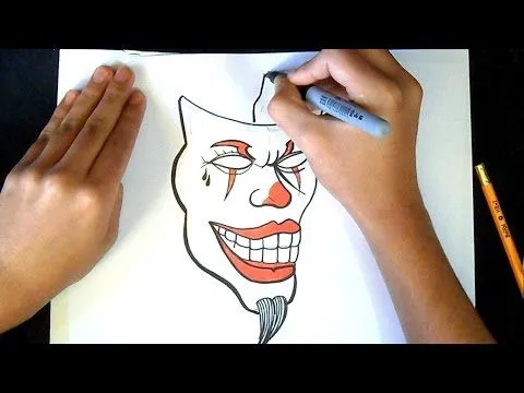 Cómo dibujar una Mascara de Payaso | Graffiti - YouTube Cómo dibujar una Mascara de Payaso | Graffiti - YouTube