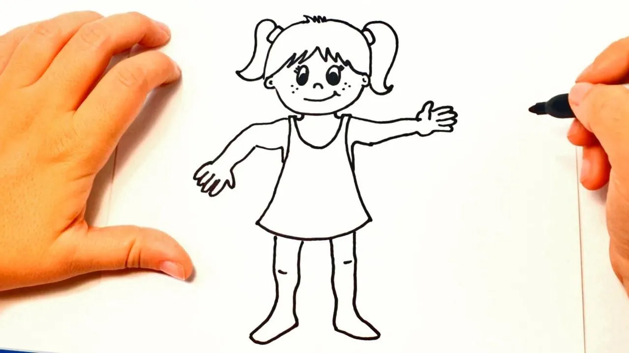 Cómo dibujar una Niña paso a paso | Dibujo fácil de Niña - YouTube Cómo dibujar una Niña paso a paso | Dibujo fácil de Niña - YouTube