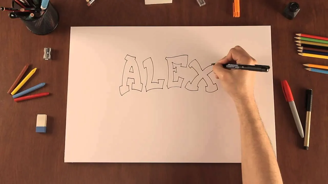 Cómo dibujar nombres con estilo graffiti - YouTube Cómo dibujar nombres con estilo graffiti - YouTube