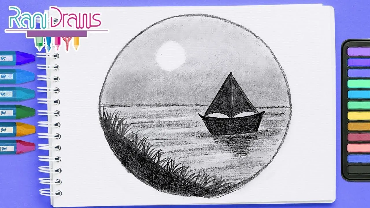 Cómo dibujar un PAISAJE EN EL LAGO con LÁPIZ - ideas de dibujos con lápiz -  YouTube