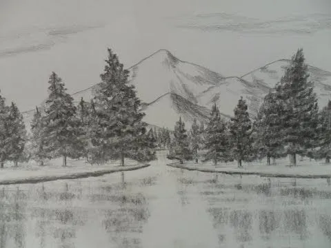 Como Dibujar un Paisaje a Lápiz, paso a paso: Agua, Árboles(pinos ... Como Dibujar un Paisaje a Lápiz, paso a paso: Agua, Árboles(pinos ...