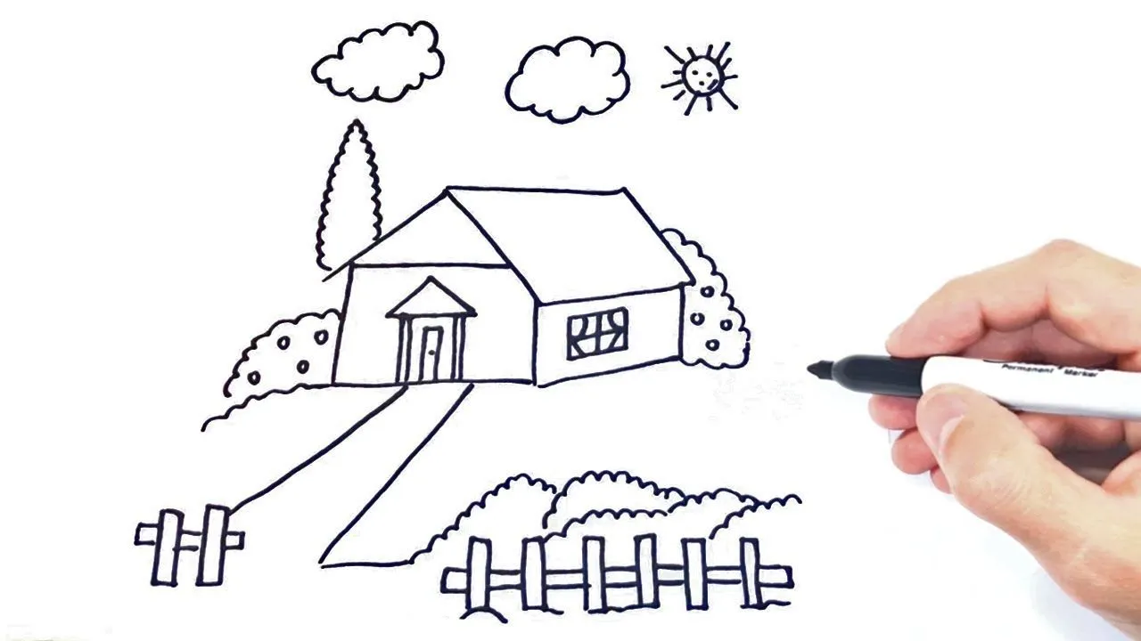 Cómo dibujar un Paisaje Paso a Paso | Dibujo de Paisaje con Casita - YouTube Cómo dibujar un Paisaje Paso a Paso | Dibujo de Paisaje con Casita - YouTube