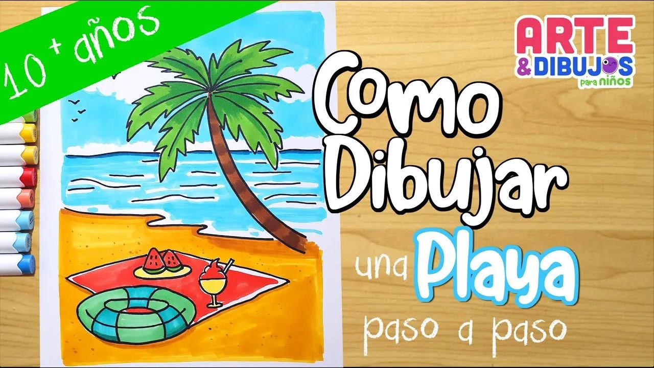 Como dibujar un PAISAJE DE PLAYA | arte y dibujos para niños - YouTube