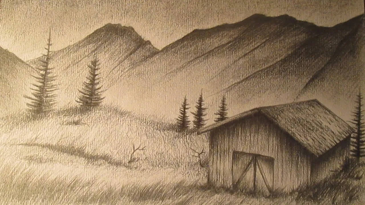 Cómo dibujar un paisaje realista a lápiz paso a paso - YouTube Cómo dibujar un paisaje realista a lápiz paso a paso - YouTube