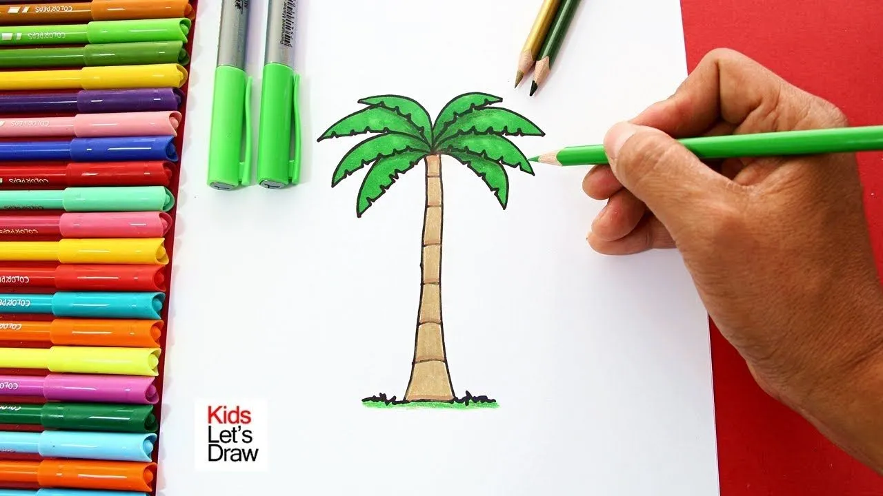 Cómo dibujar una PALMERA paso a paso - YouTube Cómo dibujar una PALMERA paso a paso - YouTube
