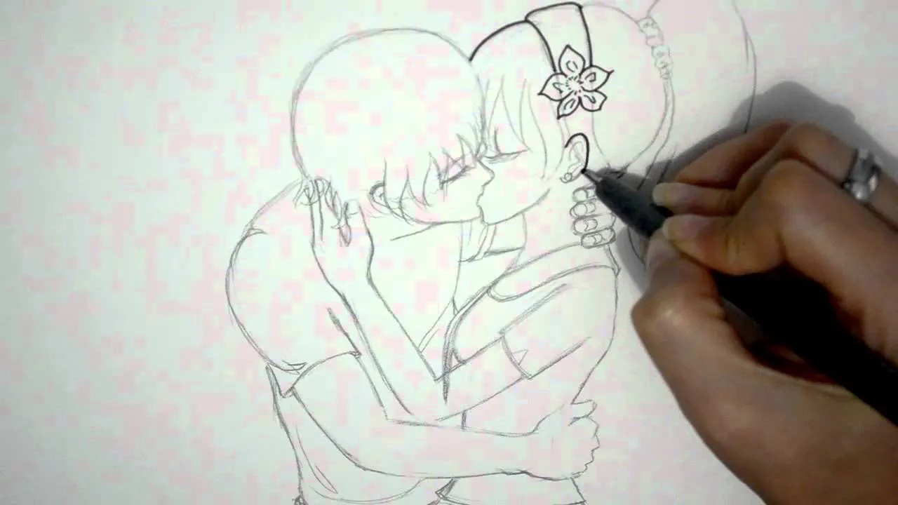 COMO DIBUJAR UNA PAREJA ANIME BESANDOSE (DIBUJO DE AMOR) - YouTube