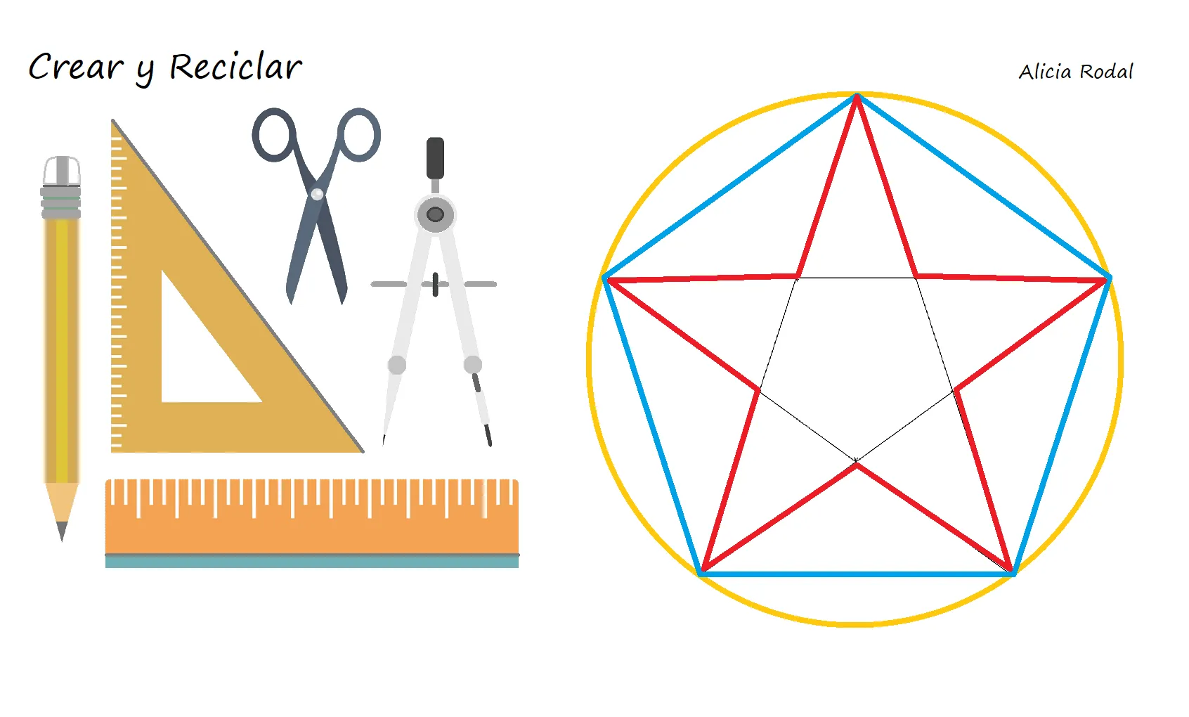Cómo dibujar un pentágono y una estrella de 5 puntas - Crear y Reciclar Cómo dibujar un pentágono y una estrella de 5 puntas - Crear y Reciclar