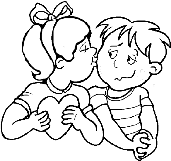 Dos niños enamorados y abrazados para colorear - Imagui