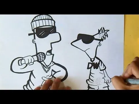 Cómo Dibujar a Phineas y Ferb (Raperos) Graffiti | ZaXx - YouTube
