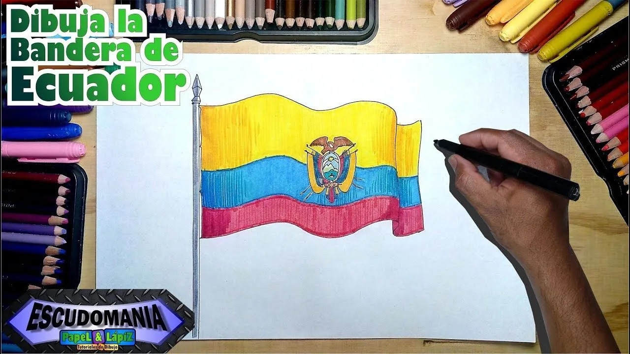 Cómo dibujar y pintar la bandera nacional de Ecuador - YouTube Cómo dibujar y pintar la bandera nacional de Ecuador - YouTube