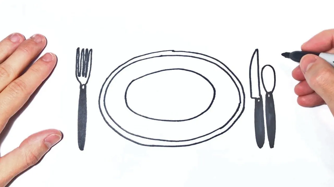 Como dibujar un Plato y Cubiertos - YouTube Como dibujar un Plato y Cubiertos - YouTube
