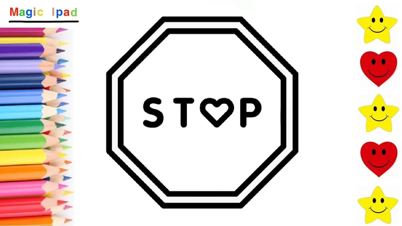 Como dibujar SEÑAL STOP CORAZON | dibujos niños Como dibujar SEÑAL STOP CORAZON | dibujos niños