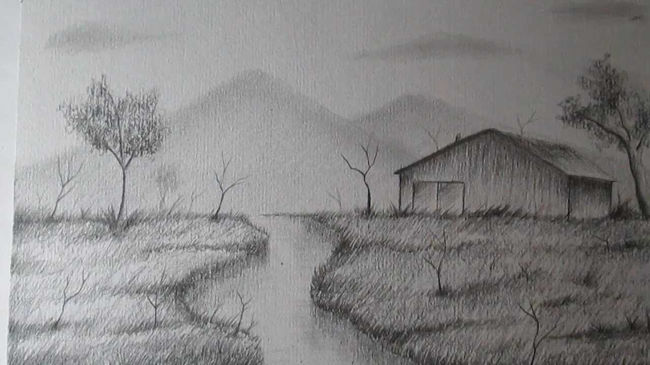 Cómo dibujar un sencillo paisaje a lápiz paso a paso, BIEN ... Cómo dibujar un sencillo paisaje a lápiz paso a paso, BIEN ...