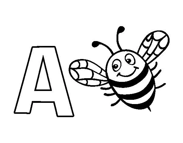 Dibujo de A de Abeja para Colorear - Dibujos.net Dibujo de A de Abeja para Colorear - Dibujos.net
