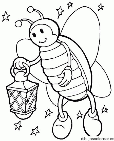 Dibujo de una abeja y un farol | Dibujos para Colorear Dibujo de una abeja y un farol | Dibujos para Colorear