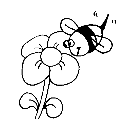 Dibujo de Abeja y flor para Colorear - Dibujos.net