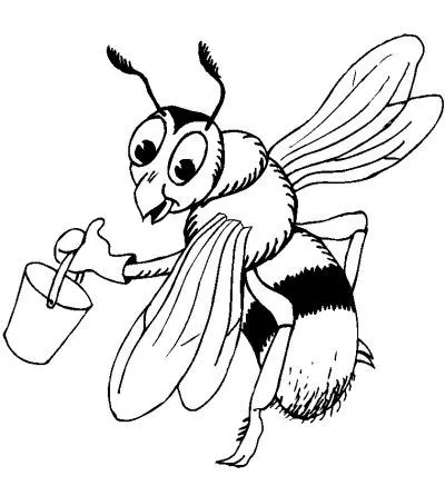 Dibujo de Abeja con miel. Dibujo para colorear de Abeja con miel ...