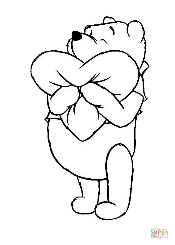 Dibujo de Abrazando una almohada con forma de corazón para ... Dibujo de Abrazando una almohada con forma de corazón para ...