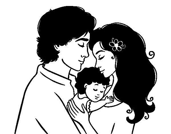 Dibujo de Abrazo familiar para Colorear - Dibujos.net Dibujo de Abrazo familiar para Colorear - Dibujos.net