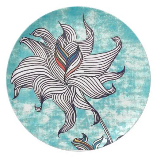 dibujo abstracto de la flor platos de comidas | Zazzle dibujo abstracto de la flor platos de comidas | Zazzle