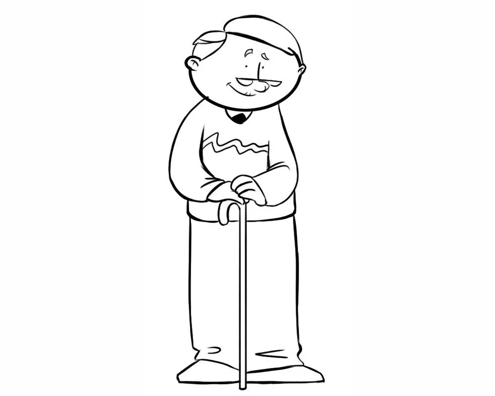 Dibujo de un abuelito para imprimir y colorear con los niños Dibujo de un abuelito para imprimir y colorear con los niños