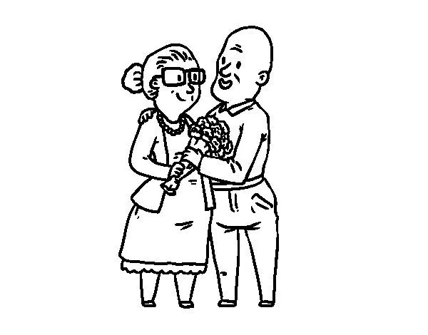 Dibujo de Abuelos enamorados para Colorear - Dibujos.net Dibujo de Abuelos enamorados para Colorear - Dibujos.net