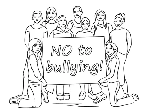 Dibujo de No al Acoso Escolar para colorear | Dibujos para ... Dibujo de No al Acoso Escolar para colorear | Dibujos para ...