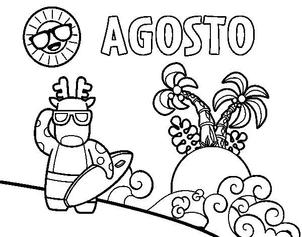 Dibujo de Agosto para Colorear - Dibujos.net Dibujo de Agosto para Colorear - Dibujos.net