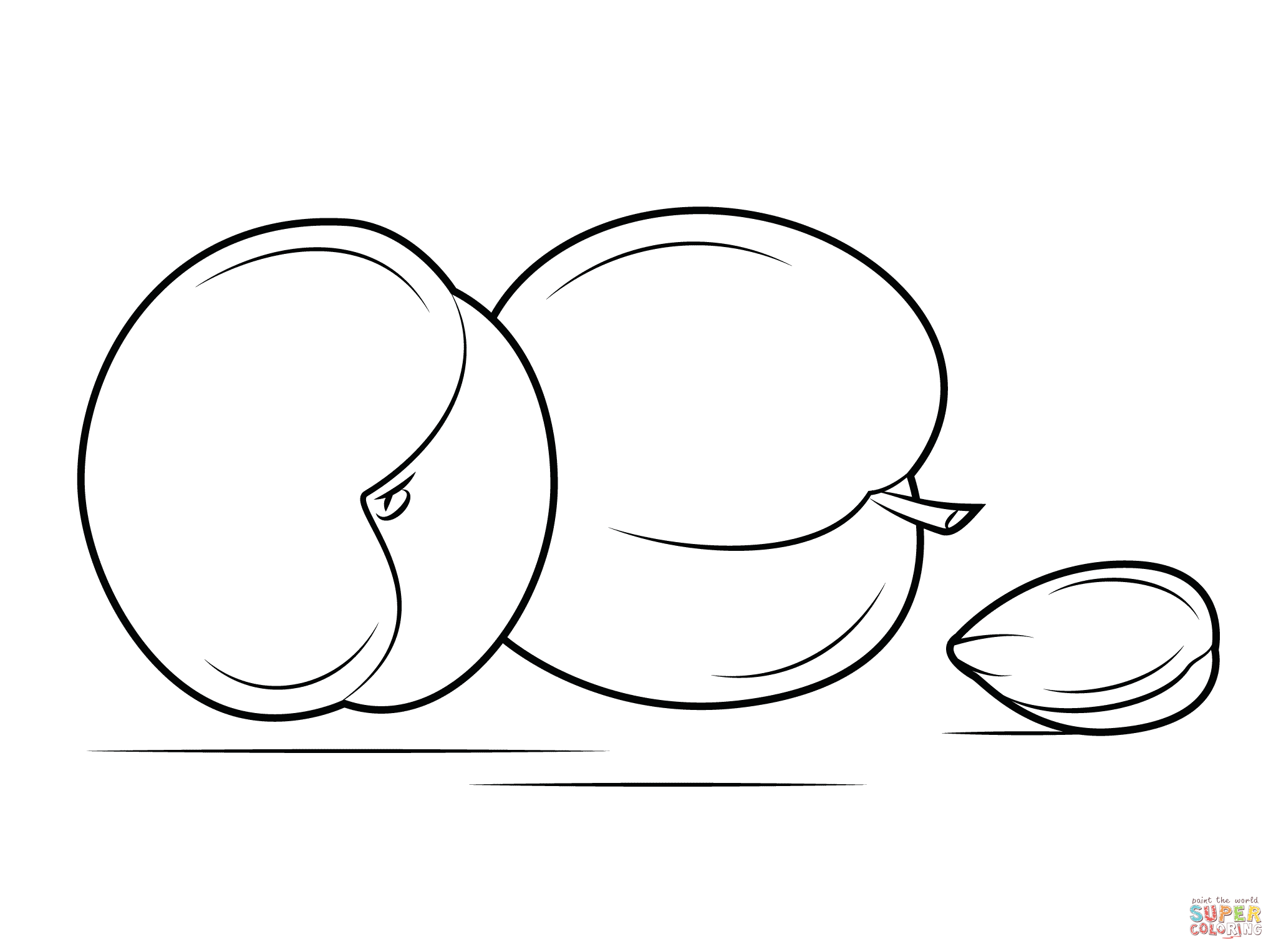 Dibujo de Dos Albaricoques y semilla para colorear | Dibujos para colorear imprimir gratis Dibujo de Dos Albaricoques y semilla para colorear | Dibujos para colorear imprimir gratis