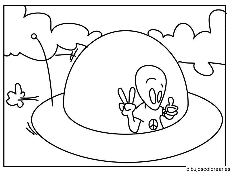 Dibujo de un alien en un platillo volador | Dibujos para Colorear Dibujo de un alien en un platillo volador | Dibujos para Colorear