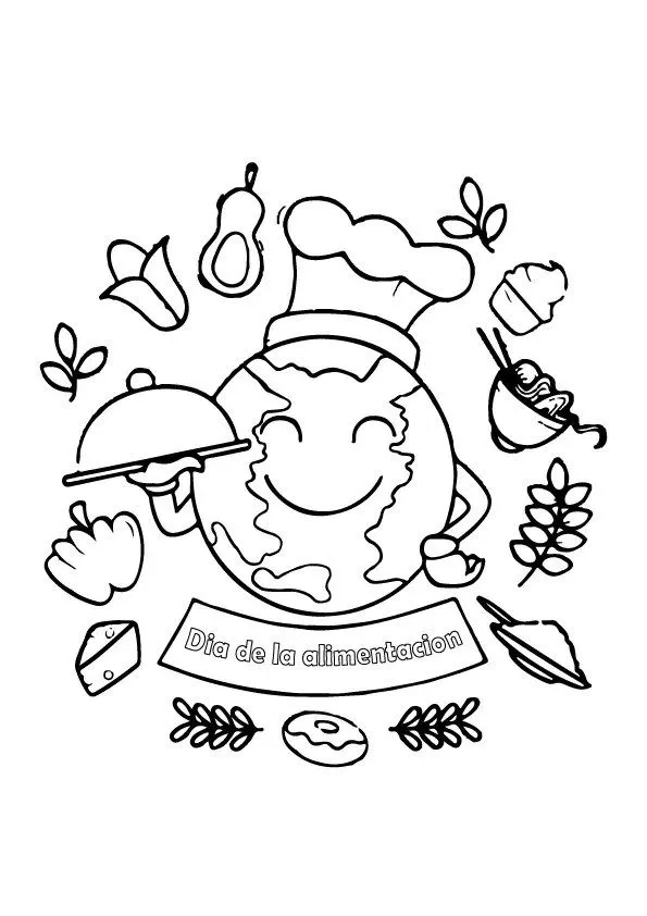 Dibujo del Dia de la Alimentación Para Colorear. - Dibujos Escolares Dibujo del Dia de la Alimentación Para Colorear. - Dibujos Escolares