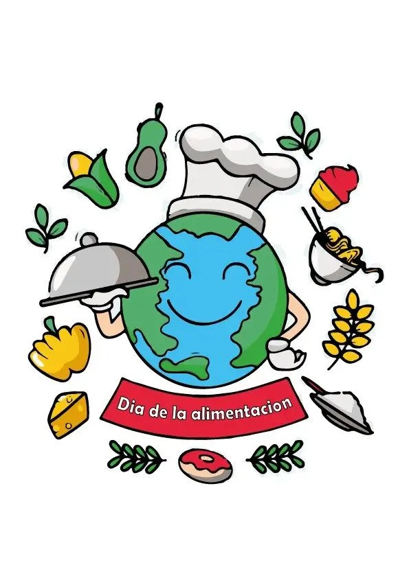 Dibujo del Dia de la Alimentación Para Colorear. - Dibujos Escolares Dibujo del Dia de la Alimentación Para Colorear. - Dibujos Escolares