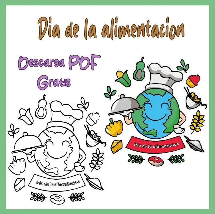 Dibujo del Dia de la Alimentación Para Colorear. - Dibujos Escolares Dibujo del Dia de la Alimentación Para Colorear. - Dibujos Escolares