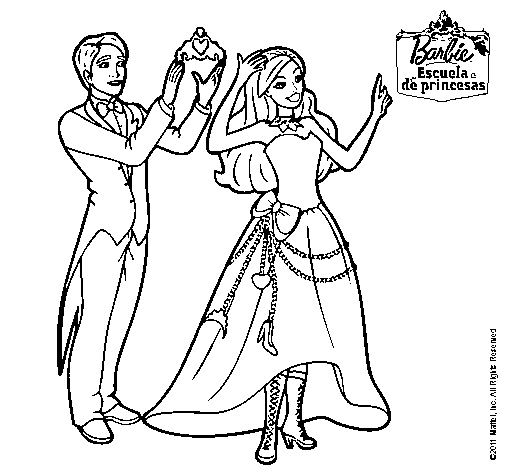 Dibujo de Un amigo de Barbie le corona para Colorear