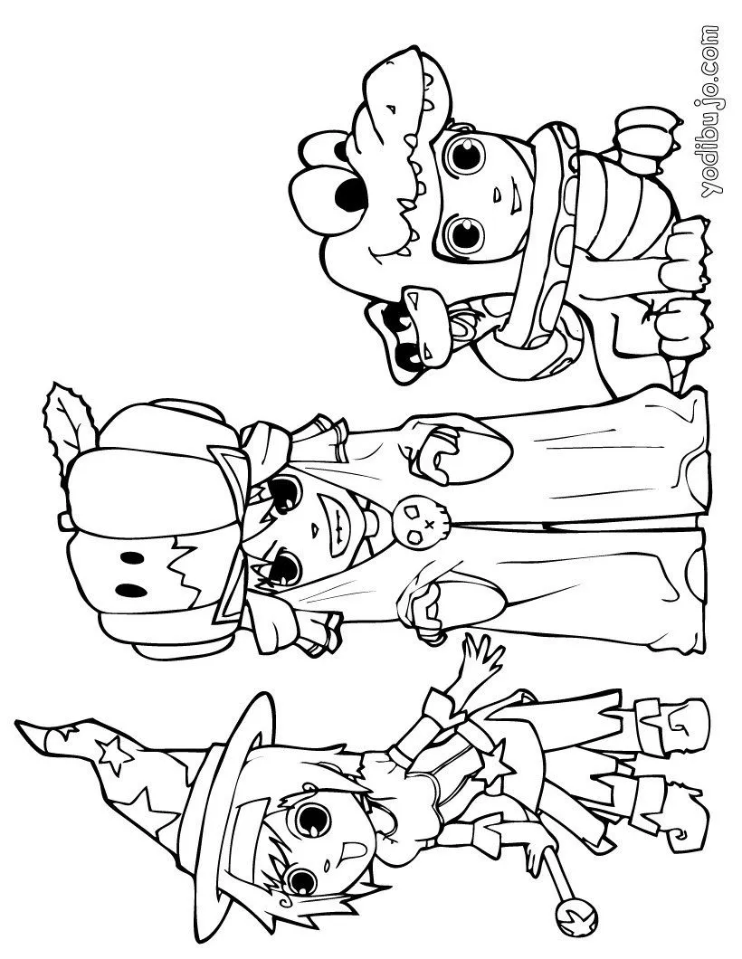 Dibujo de amigos disfrazados para Halloween - Dibujos para colorear ... Dibujo de amigos disfrazados para Halloween - Dibujos para colorear ...