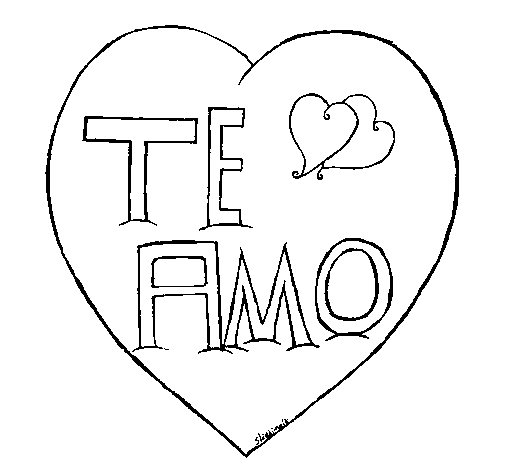 Dibujo de Te amo para Colorear - Dibujos.net Dibujo de Te amo para Colorear - Dibujos.net
