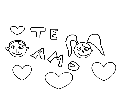 Dibujo de Te amo 5 para Colorear - Dibujos.net