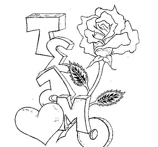 Dibujo de Te amo II para Colorear - Dibujos.net Dibujo de Te amo II para Colorear - Dibujos.net