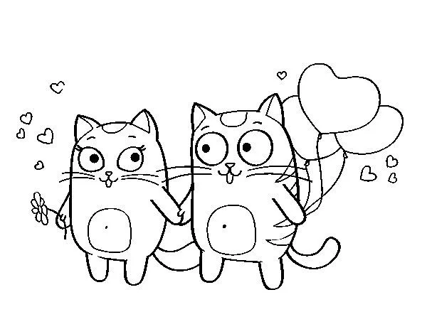 Dibujo de Amor gatuno para Colorear - Dibujos.net Dibujo de Amor gatuno para Colorear - Dibujos.net