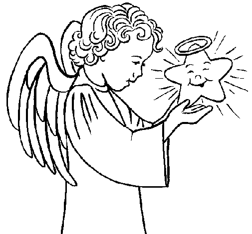 Dibujo de Ángel y estrella para Colorear - Dibujos.net Dibujo de Ángel y estrella para Colorear - Dibujos.net
