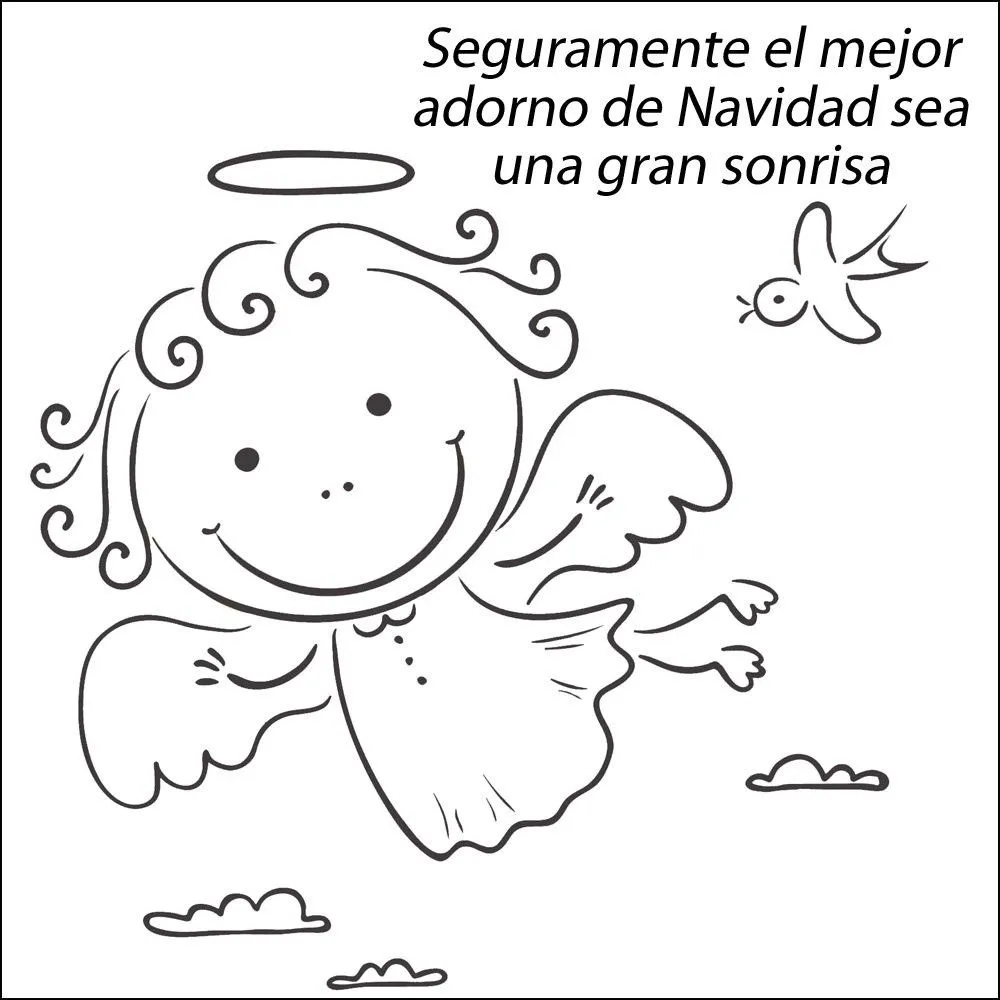 Dibujo de un ángel con una frase de Navidad para imprimir