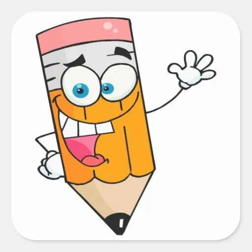 dibujo animado feliz lindo del lápiz calcomanía cuadrada | Zazzle