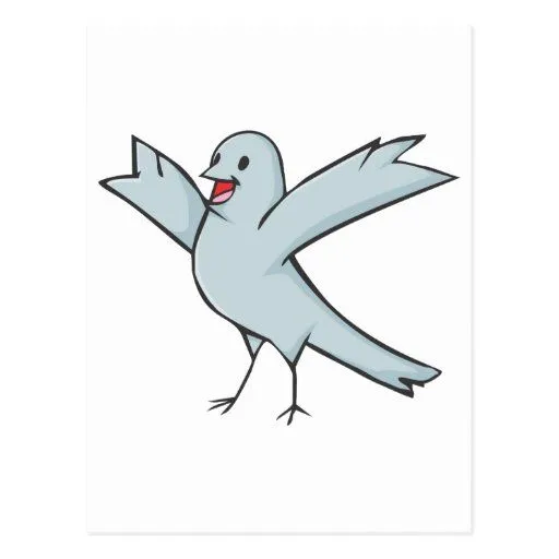 Dibujo animado feliz del pájaro de la paloma postal de Zazzle. Dibujo animado feliz del pájaro de la paloma postal de Zazzle.