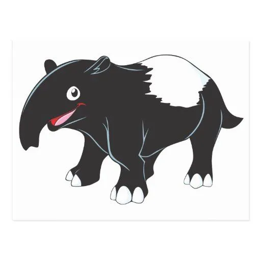 Dibujo animado feliz del Tapir Postal | Zazzle