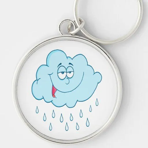 dibujo animado feliz tonto de la nube de lluvia llavero redondo ...